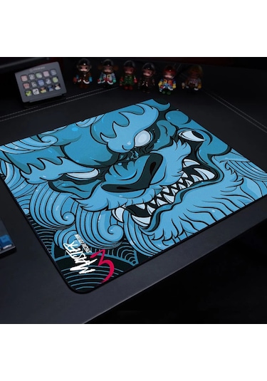 Sevimli Kaplan Desenli Gaming Mouse Pad - Oyun, Dizüstü, Klavye 90x40 Cm Koyu Mavi