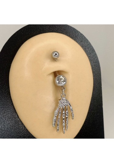 Aya Tasarım Gümüş Renk El Model Göbek Piercing Gümüş