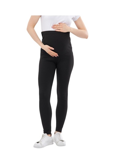 Luvmabelly Myra8140 Toparlayıcı Fitilli Mevsimlik Beli Ayarlanabilir Hamile Tayt-siyah