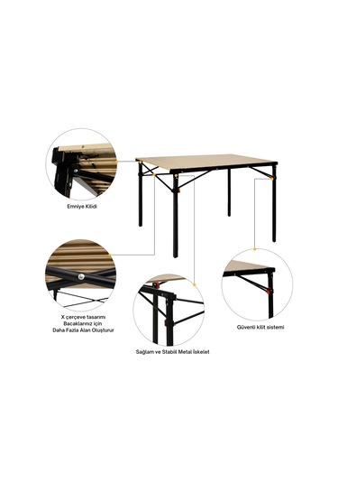 Kingcamp Slate Xl Alüminyum Katlanır Kamp Masası Wood Siyah