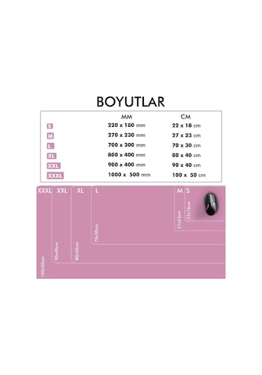 MP05 - 100x50 3xlarge Pembe Gaming Mousepad Ev Ofis Oyun
