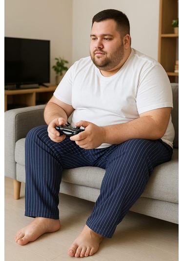 Erkek Büyük Beden % 100 Pamuk Cepli Tek Alt Koyu Lacivert Koyu Lacivert