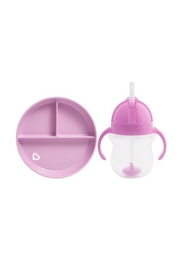 Munchkin Sabit Vakumlu Beslenme Tabağı &tıklama Uçlu Alıştırma Ba Mor