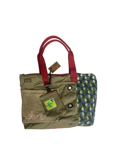 Vintage Salaş Çok Renkli Orta Boy Günlük Seyahat Gezi Omuz Çantası 36cmx34cm Kırmızı