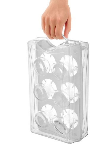 Pratic Çay Bardağı Taşıma Organizeri - 6 Bardak Kapasiteli Şeffaf