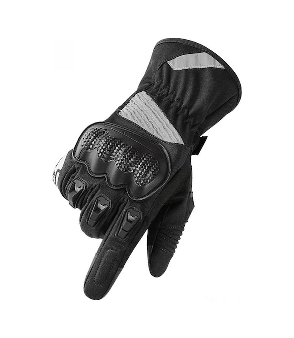 Fortunelane Kışlık Motosiklet Eldiveni: Su Geçirmez, Rüzgarı Yalıtcı, Uzun Boy, Dokunmatik Ekran Uyumlu, Siyah L