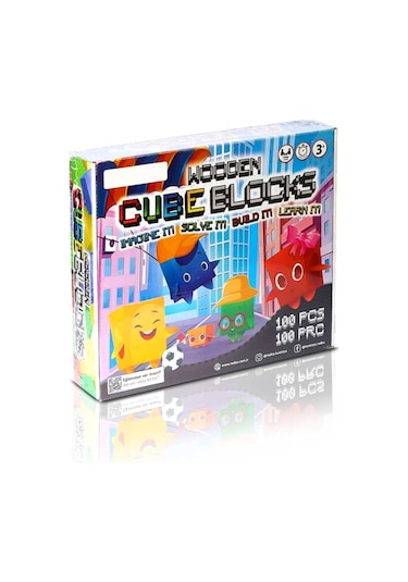 Redka Wooden Cube Blocks - Eğitici Ahsap Küp Blokları Oyunu-