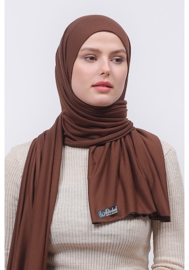 Altobeh Tesettür Kadın Düz Renk Penye Şal Hijab - Çikolata