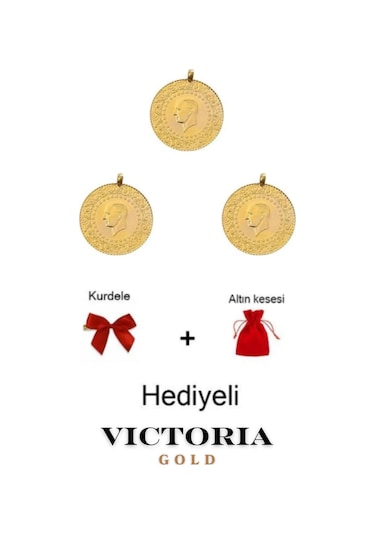 Vıctorıa Gold 3 Adet Tam Altın  Yeni Tarihli 2025 Kulplu 22 Ayar