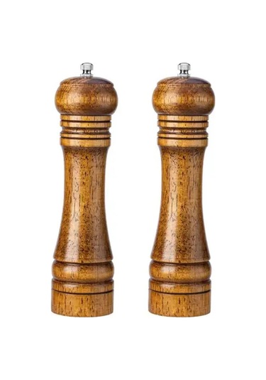 Ahşap Baharat Tuz Öğütücü Değirmen Tuzluk Baharatlık 21 Cm 2'li S