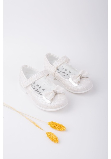 Gimer - Fiyonklu Kız Bebe Ayakkabı - Eng012617G Beyaz