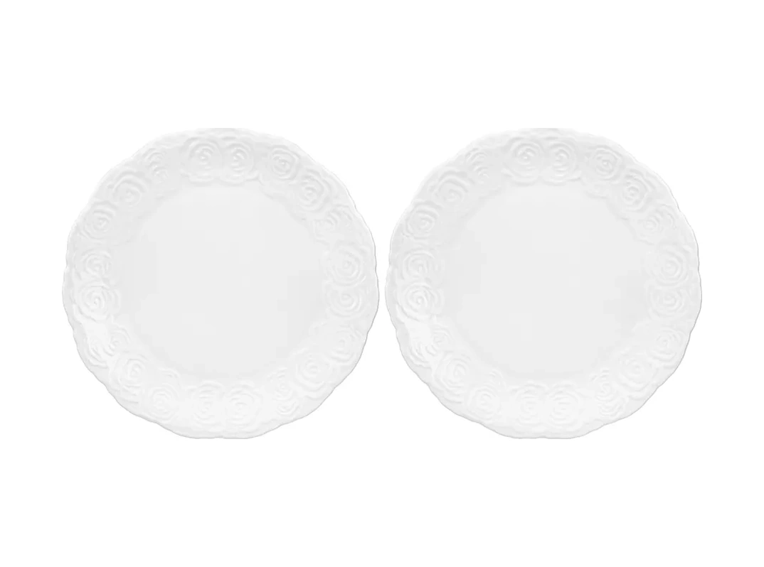Elan Gallery Gül Desenli Tatlı Tabakları 2 Adet, 16x16x1,7 Cm 10436008 Beyaz