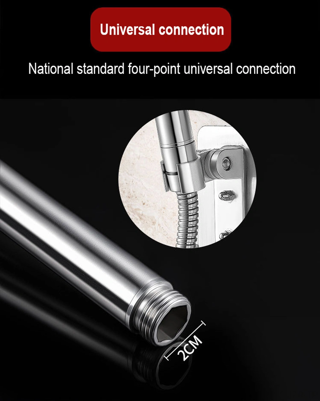 Geeroyoo Stainless Steel 304 Duş Başlığı Seti: Artırılmış Basınçlı, Kol Taylı, 1.5m Hortum Ve Deliksiz Tutucu İle Modern Banyo Aksesuarı Diğer