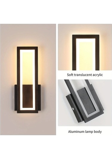 Fastbuy Modern Led Duvar Lambası Siyah Akrilik İç Aydınlatma 3000k Sıcak Beyaz Yatak Oturma Odası Siyah Siyah