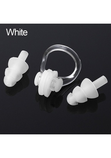 4 Set Burun Klipsi Kulak Tıkacı Beyaz Beyaz