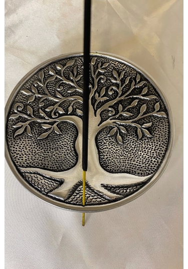 Çubuk Tütsülük İşlemeli Çelik Gümüş Hayat Ağacı Yaşam Ağacı