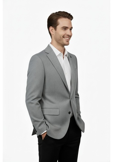 Erkek Tek Spor Ceket Çift Yırtmaçlı Bgl-st04981 Açık Gri