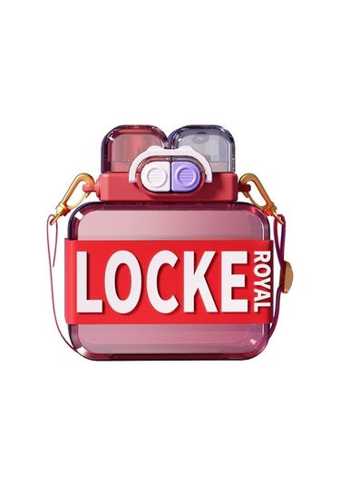 Çocuk Açık Kare Su Şişesi Pipetli Eth8p8 Açık Kırmızı