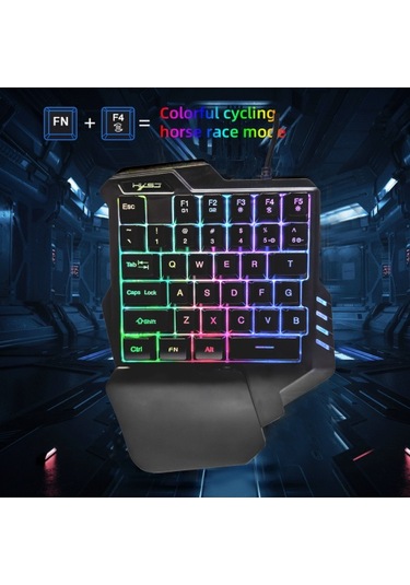 Hxsj G92 Tek El Klavye 35 Tuş Tek El Membran Mini 35 Tuş Oyun Klavyesi Rgb Arka Aydınlatmalı Usb Kablolu Çevrimiçi Oyun İçin Yedek