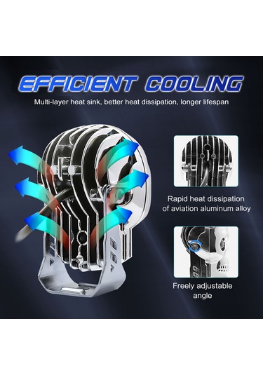 Xindoker Motosiklet Kemer Lambası, 3 Işık Modu Sarı/açık Beyaz/karışık , 50w 6000lm, Ip68 Su Geçirmez, Gümüş, Tek Adet