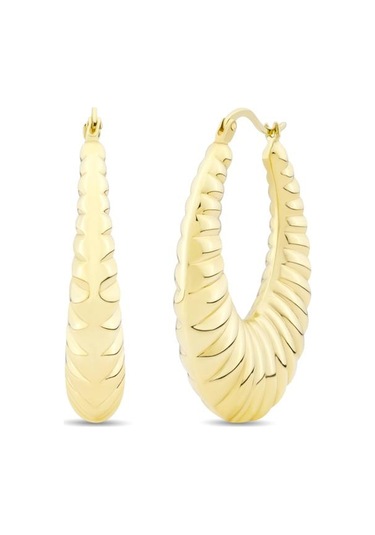 14 Ayar Çizgili Halka Altın Küpe