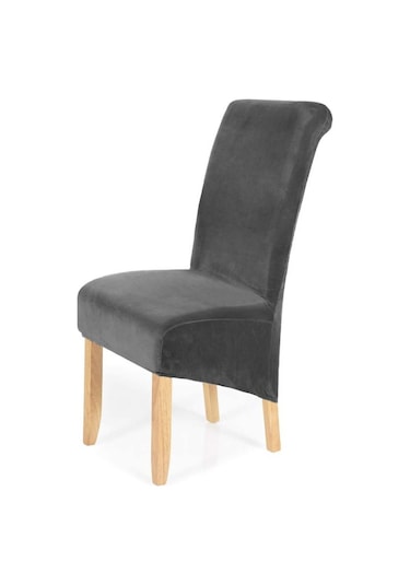 Jms Koyu Gri Streç Kadife Çıkarılabilir Yıkanabilir Büyük Yumuşak Yemek Sandalyesi Slipcovers Kapakları