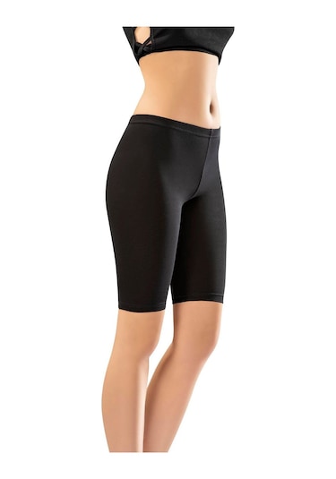 3 Adet Esnek Pamuklu Diz Üstü Kadın Tayt %93 Pamuk %7 Elastan SiYAH