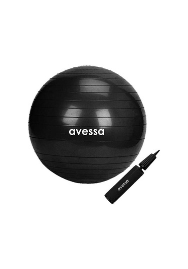 Avessa Pilates Topu 55 cm Siyah Pompalı