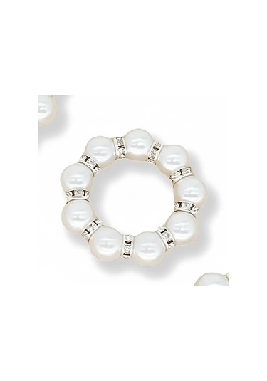 Yifomall Gümüş Renkli Pırlantalı 6 Adet Peçete Halkası Seti - Şık Ve Pratik Sofra Aksesuarı Beyaz