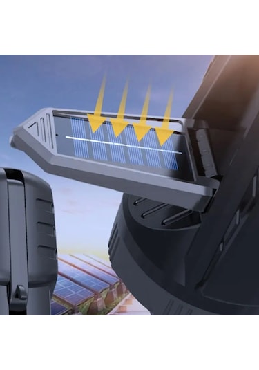 Ey2368 Solar Powerbanklı El Feneri Asılabilir Kamp Lambası Siyah