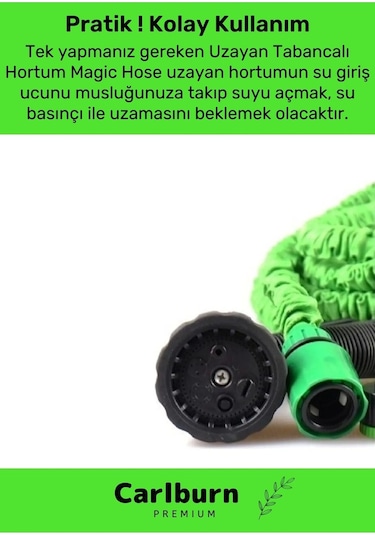 Özel Üretim Dolaşmaz Kırılmaz 7 Kademeli Uzayan Bahçe Sulama Araç Yıkama Tabancalı 30 Metre Hortum