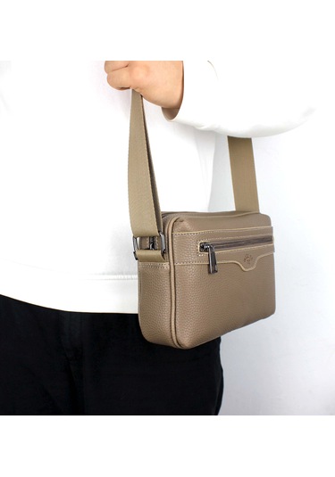 Erkek Vizon Ayarlanabilir Omuz Askılı Çapraz Omuz Çantası Vizon