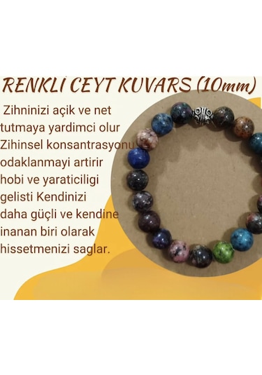 Fy Doğaltaş Çok Renkli Jade Kuvars Bileklik 10 Mm 7 Çakra