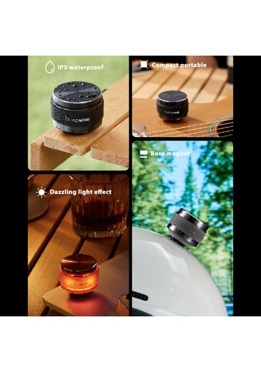 Xindoker Duramobı C8015 Siyah Kemiğe İletimli Bluetooth Hoparlör Pro: Led Işık, Ip54 Su Geçirmez, Taşınabilir Mini Ses Sistemi