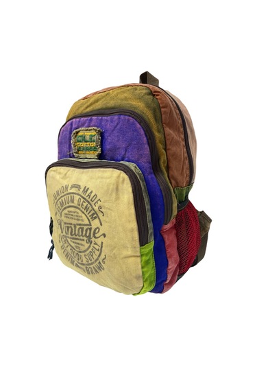 Kaliteli Vintage Disayn Sırt Gezi Çantası New Patchwork 5017 Mor - Sarı