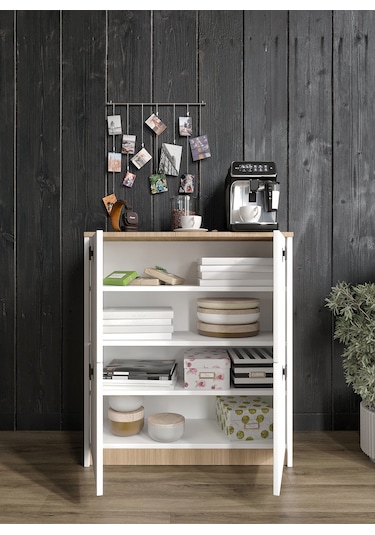 Afilli Asya Kahve Köşesi Ve Çok Amaçlı Dolap Tamamı Mdf Beyaz Gar