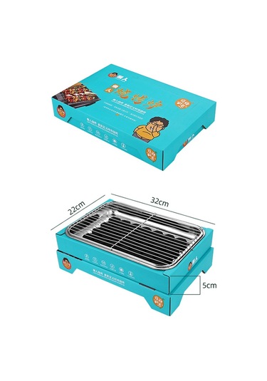 Dış Mekan Tek Kullanımlık Barbekü Sobası Kraft Kağıt + Paslanmaz Çelik Barbekü Izgarası Yıkama Gerektirmeyen Bpa Içermez Fda Sertifikası Yok - Mavi Çok Renkli