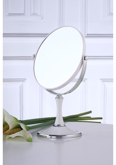 Masa Üstü Beyaz Çift Taraflı Büyüteç Abs Polimer Masa Ayna Cin720 Beyaz