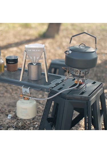 Geeksen Kamp Çelik Çanta Asıcı, Masa Kenarı Taşınabilir Malzeme Saklama Aracı, Gaz Tankı Ve Bardak Asma Kancası Gümüş