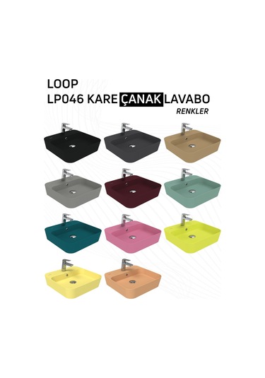 Creavit Loop Kare Masa Üstü İnce Çanak Lavabo 45 Cm Nil Yeşili Lp046-00ny