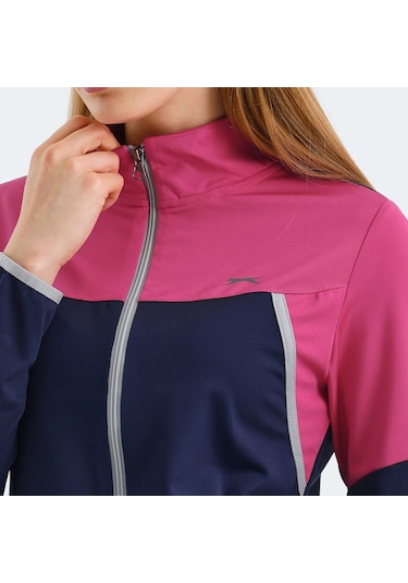 Slazenger ROCKSTAR Kadın Fermuarlı Dik Yaka Cepli Lacivert Eşofman Takımı