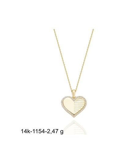 Özel Tasarım Kalp Çok Şık 14 Ayar Altın Kolye Altın
