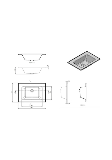 Real Stone Zenıth 65 Etajerli Siyah Granit Banyo Lavabosu 65x45 Siyah