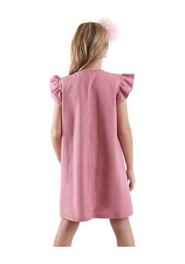 Denokids Lilycorn Kız Çocuk Pembe Yazlık Elbise Renkli Çok Renkli