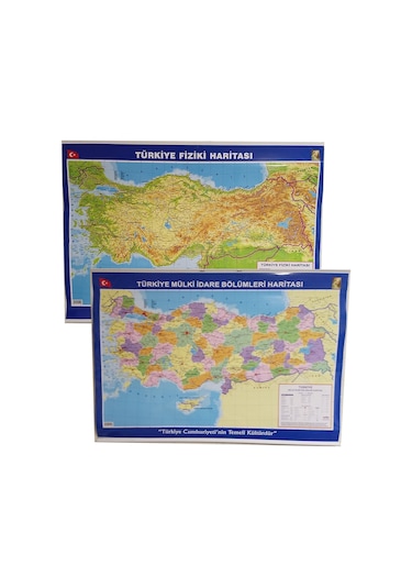 Türkiye Haritası Çift Taraflı Fiziki ve Siyasi 70X100