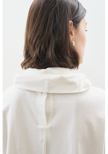 Yüksek Yaka Bağlamalı Bluz Ekru Ekru