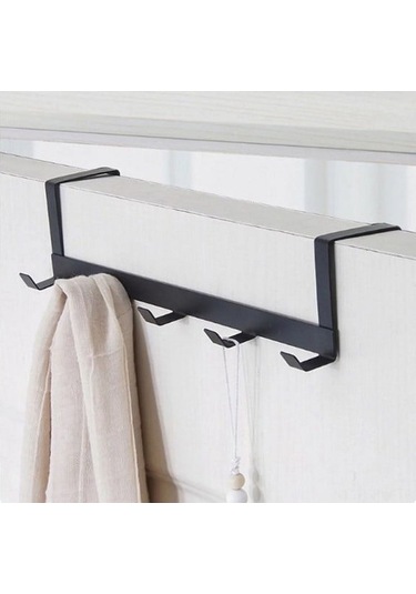 Besthome1 5 Kanca Rustsuz Kapı Kurulu Beşik Dolap Organizatörü, Delme Yok Kurulum, 5 Kg Yük Kapasite, Siyah Demir Malzeme Siyah