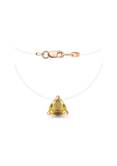 Aquamarıne Doğal Sitrinli 925 Ayar Gümüş Görünmez Kolye 279308907 Altın