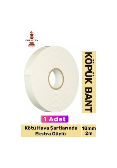 Uzun Ömürlü Süngerli Ultra Yapışkan İç Dış Mekan Çok Amaçlı Çift Taraflı 18mmx2m Köpük Bant 1 Adet