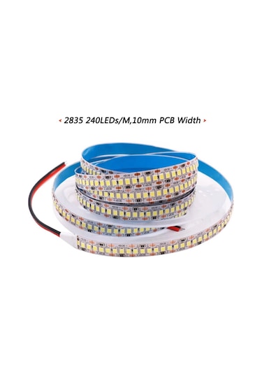 12 Volt 2835 Smd 240 Led 10mm Mavi Işık İç Mekan 5 Metre Şerit Led